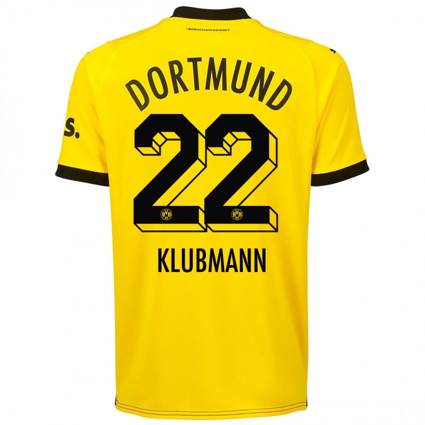 Mujer Camiseta Leon Klubmann #22 Amarillo 1ª Equipación 2023/24 La Camisa Chile