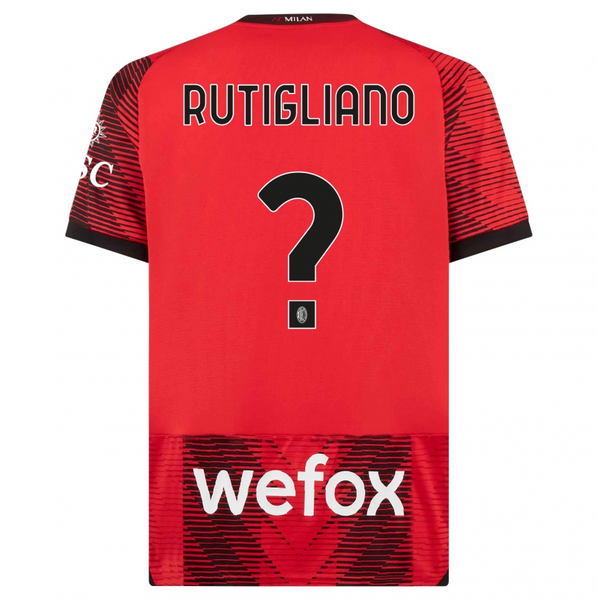 Mujer Camiseta Samuele Rutigliano #0 Negro Rojo 1ª Equipación 2023/24 La Camisa Chile