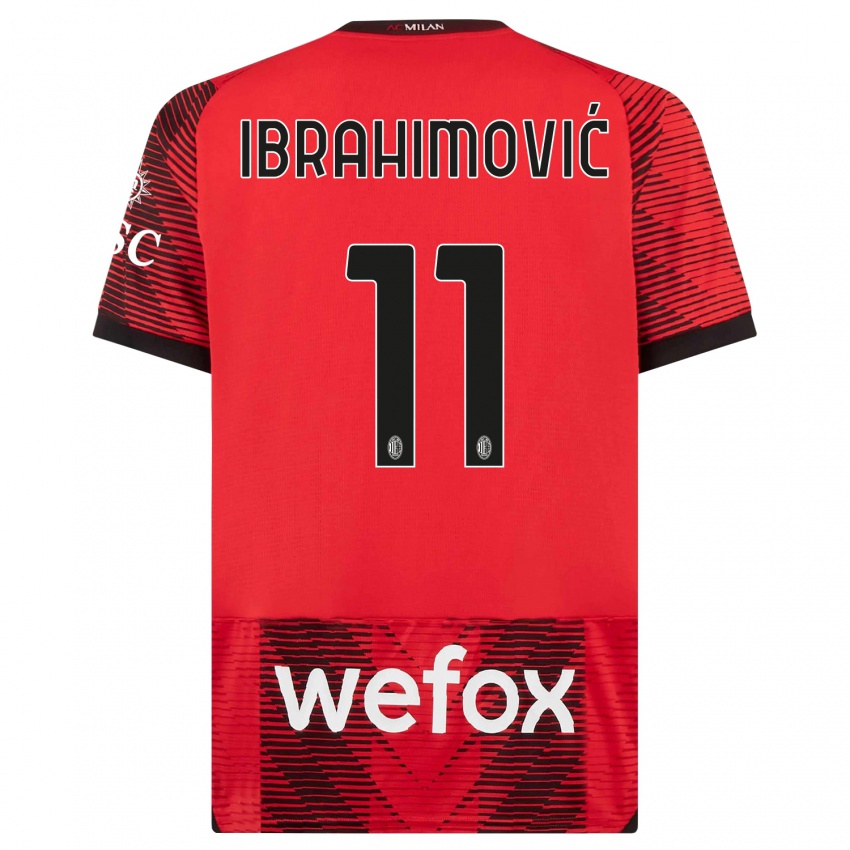 Mujer Camiseta Zlatan Ibrahimovic #11 Negro Rojo 1ª Equipación 2023/24 La Camisa Chile