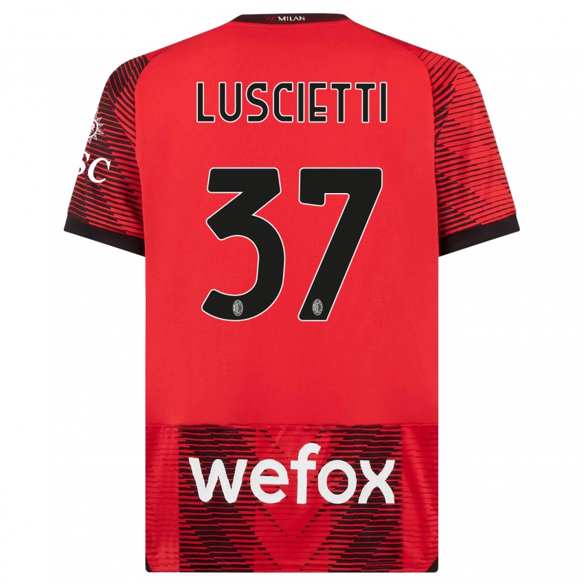 Mujer Camiseta Abebe Luscietti #37 Negro Rojo 1ª Equipación 2023/24 La Camisa Chile