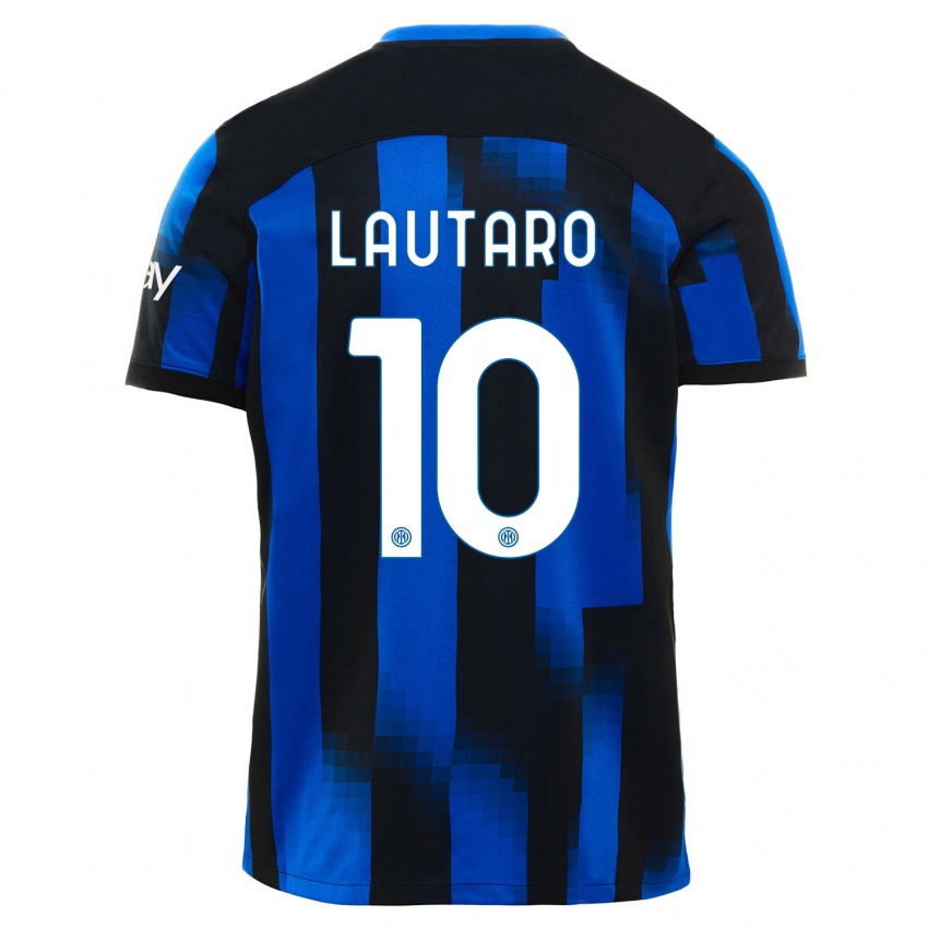 Mujer Camiseta Lautaro Martínez #10 Azul Negro 1ª Equipación 2023/24 La Camisa Chile