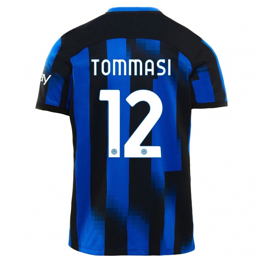 Mujer Camiseta Francesco Tommasi #12 Azul Negro 1ª Equipación 2023/24 La Camisa Chile