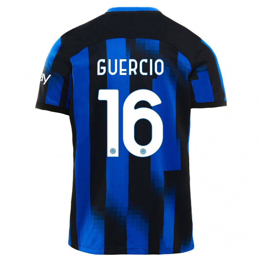 Mujer Camiseta Tommaso Guercio #16 Azul Negro 1ª Equipación 2023/24 La Camisa Chile