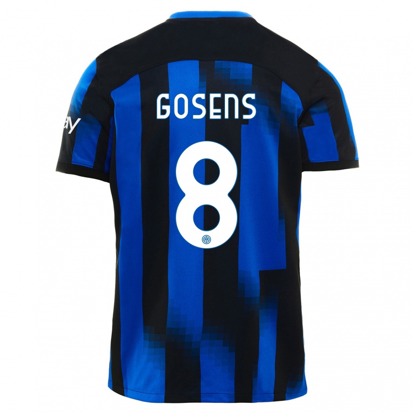 Mujer Camiseta Robin Gosens #8 Azul Negro 1ª Equipación 2023/24 La Camisa Chile