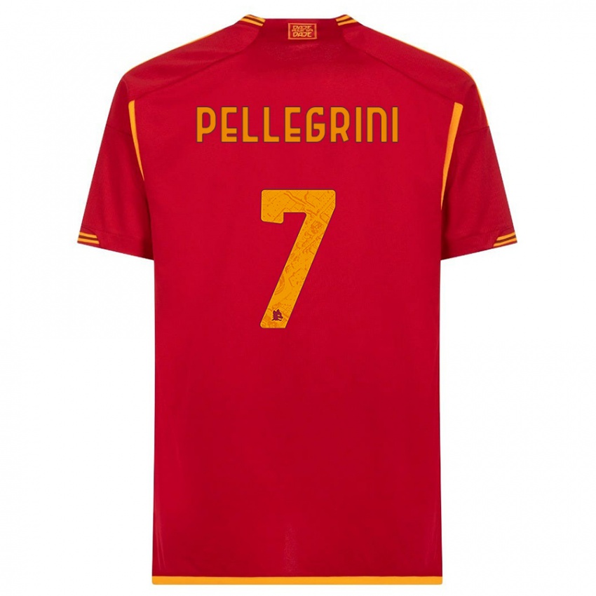 Mujer Camiseta Lorenzo Pellegrini #7 Rojo 1ª Equipación 2023/24 La Camisa Chile