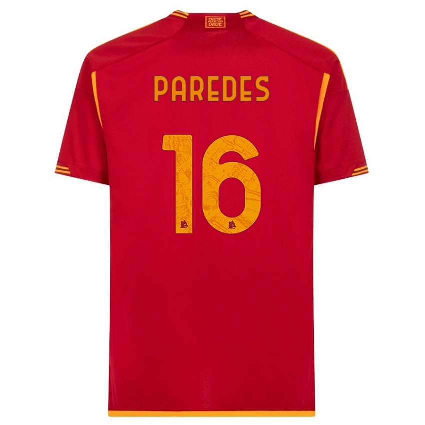 Mujer Camiseta Leandro Paredes #16 Rojo 1ª Equipación 2023/24 La Camisa Chile