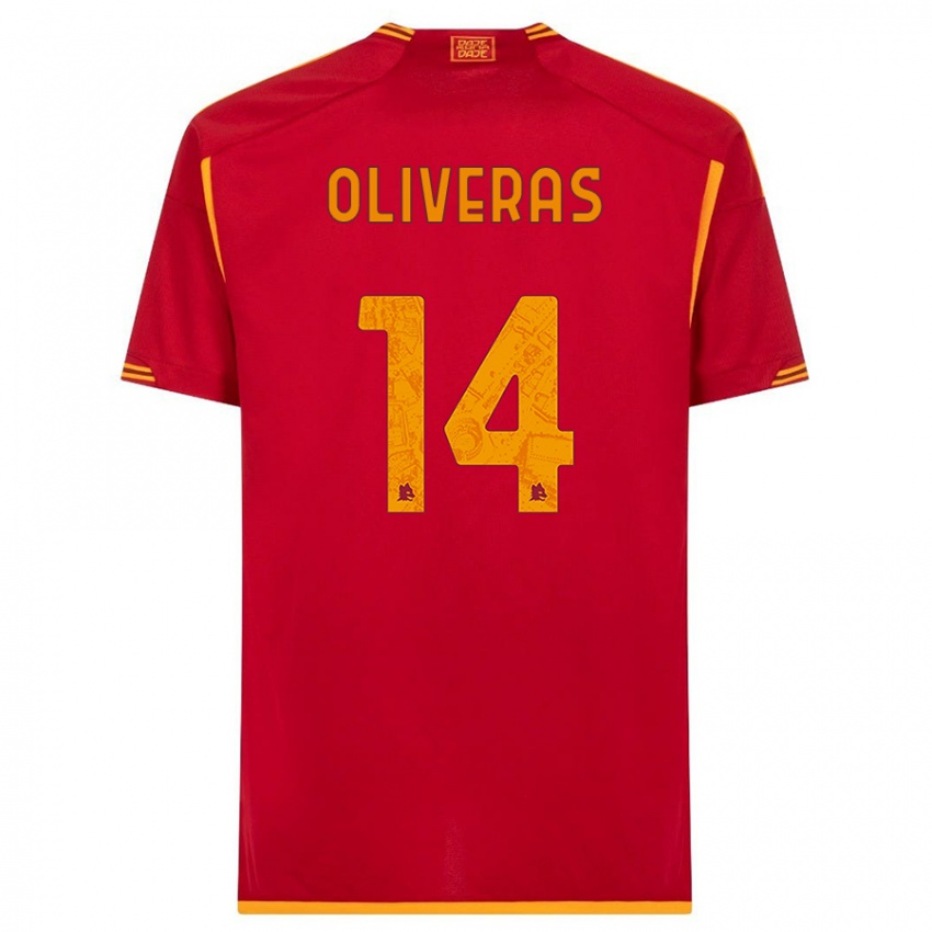 Mujer Camiseta Jan Oliveras #14 Rojo 1ª Equipación 2023/24 La Camisa Chile