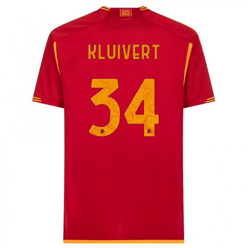 Mujer Camiseta Justin Kluivert #34 Rojo 1ª Equipación 2023/24 La Camisa Chile