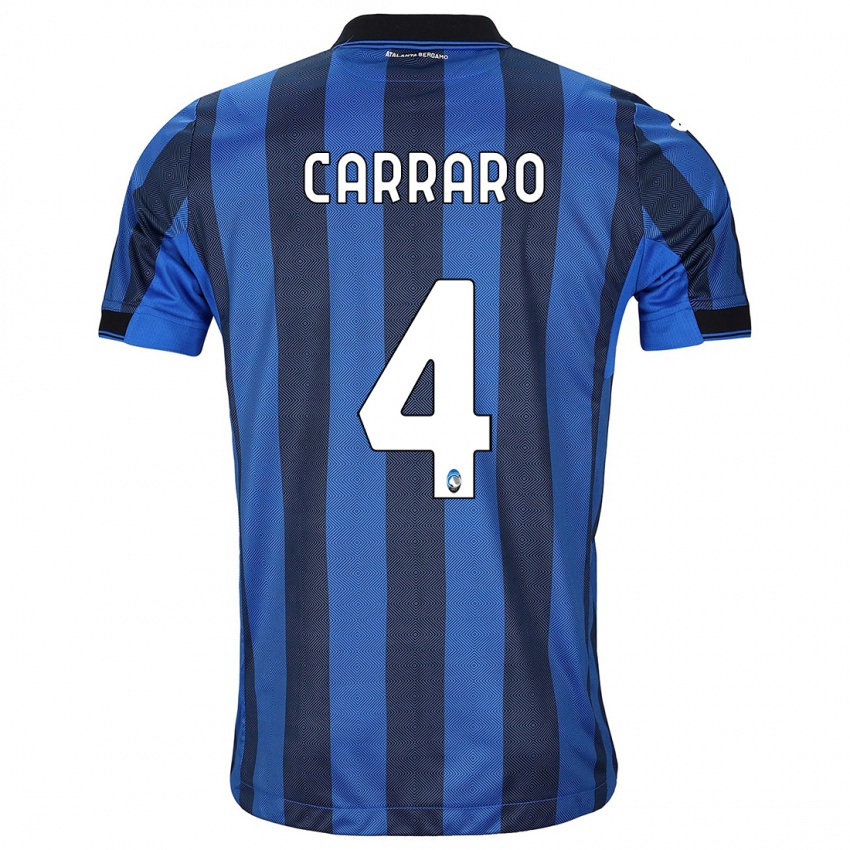 Mujer Camiseta Marco Carraro #4 Azul Negro 1ª Equipación 2023/24 La Camisa Chile