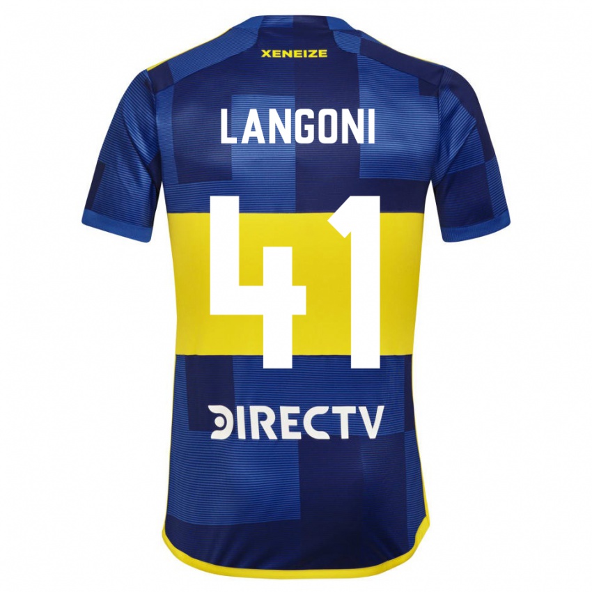 Mujer Camiseta Luca Langoni #41 Azul Oscuro Amarillo 1ª Equipación 2023/24 La Camisa Chile
