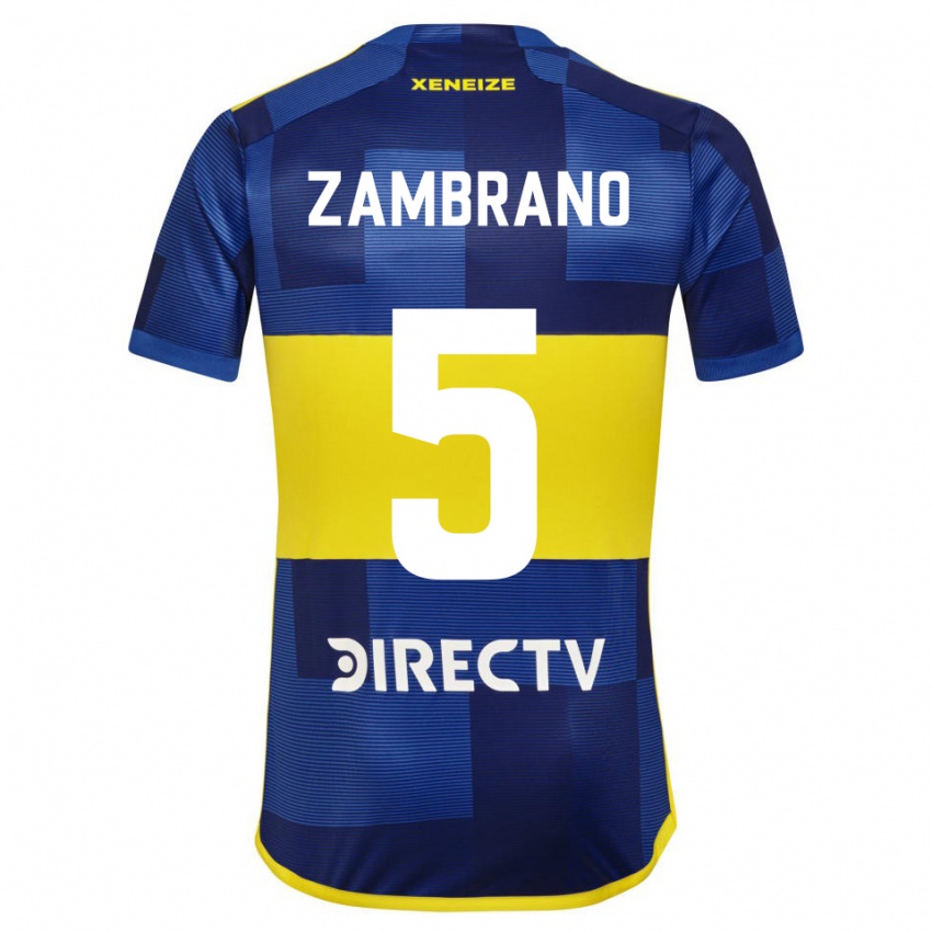 Mujer Camiseta Carlos Zambrano #5 Azul Oscuro Amarillo 1ª Equipación 2023/24 La Camisa Chile