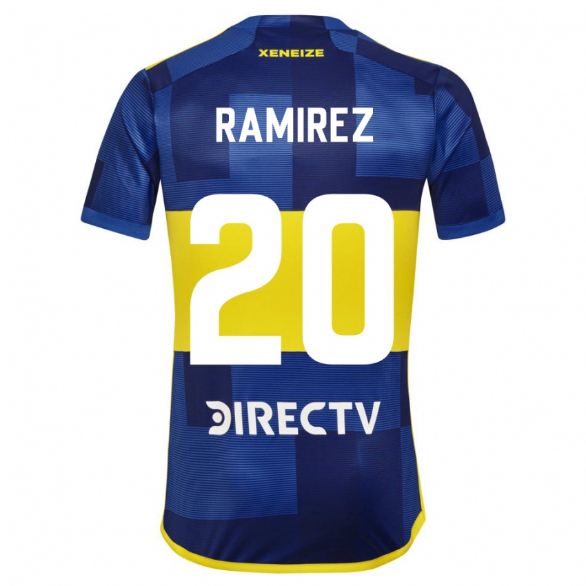 Mujer Camiseta Juan Edgardo Ramirez #20 Azul Oscuro Amarillo 1ª Equipación 2023/24 La Camisa Chile