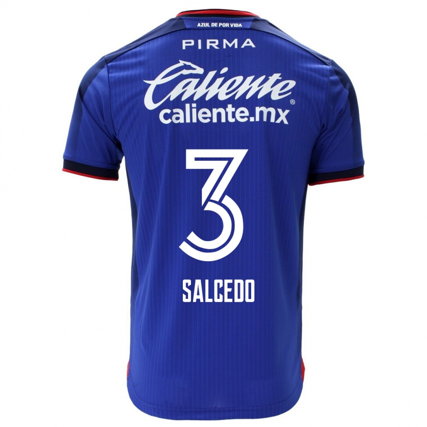 Mujer Camiseta Carlos Salcedo #3 Azul 1ª Equipación 2023/24 La Camisa Chile