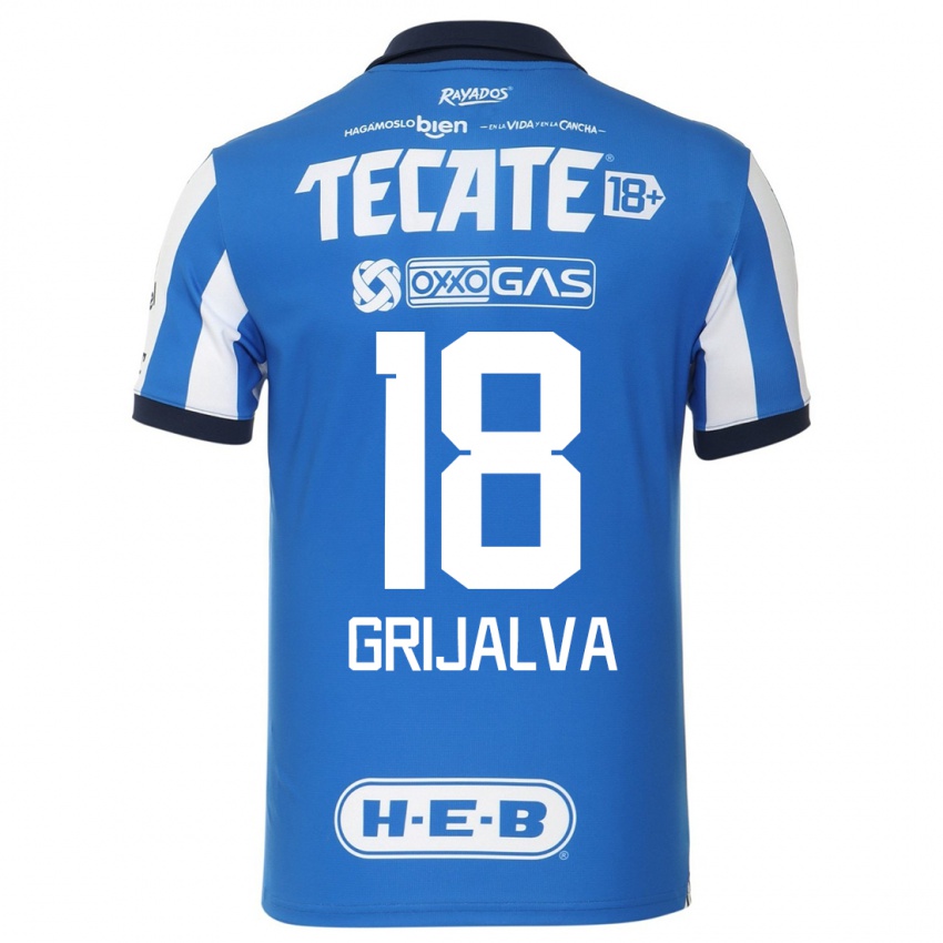 Mujer Camiseta Axel Grijalva #18 Azul Blanco 1ª Equipación 2023/24 La Camisa Chile