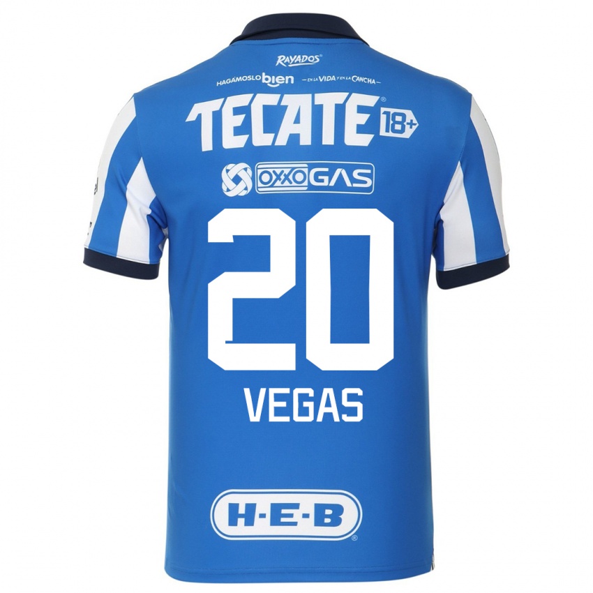 Mujer Camiseta Sebastian Vegas #20 Azul Blanco 1ª Equipación 2023/24 La Camisa Chile