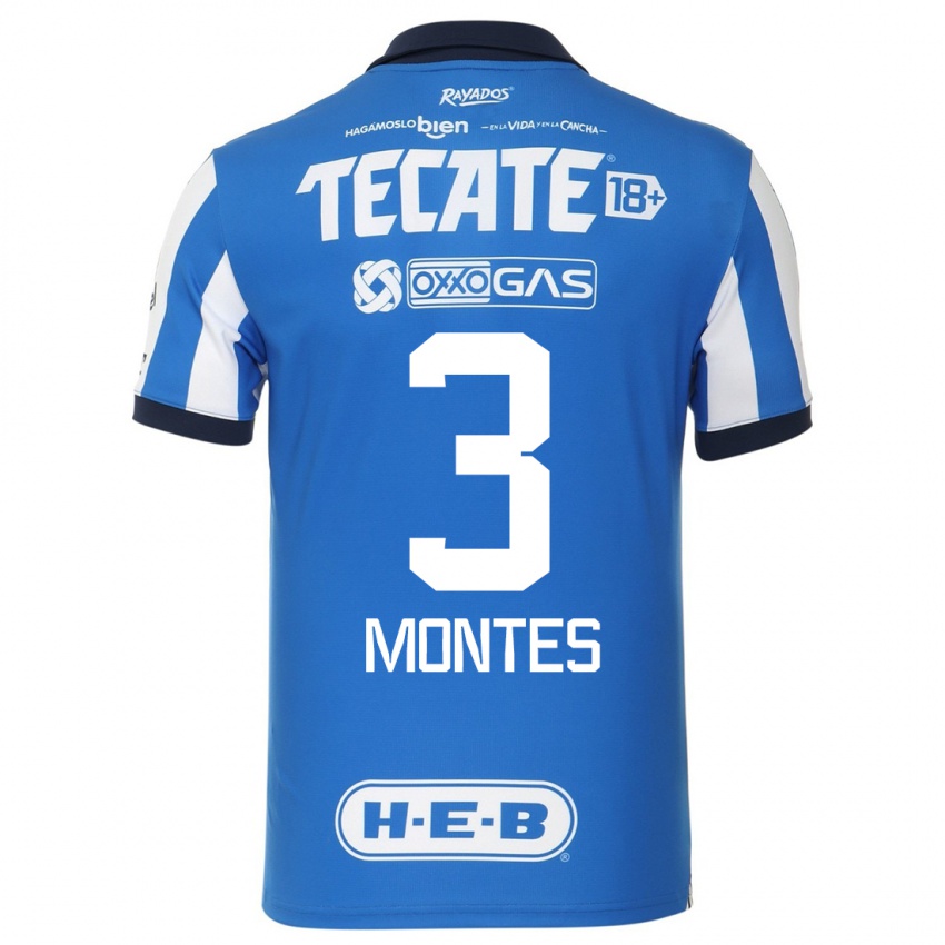 Mujer Camiseta Cesar Montes #3 Azul Blanco 1ª Equipación 2023/24 La Camisa Chile