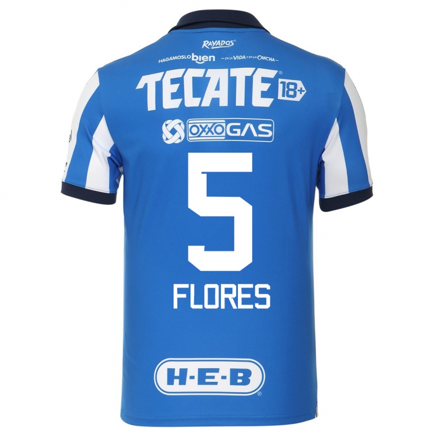 Mujer Camiseta Monica Flores #5 Azul Blanco 1ª Equipación 2023/24 La Camisa Chile