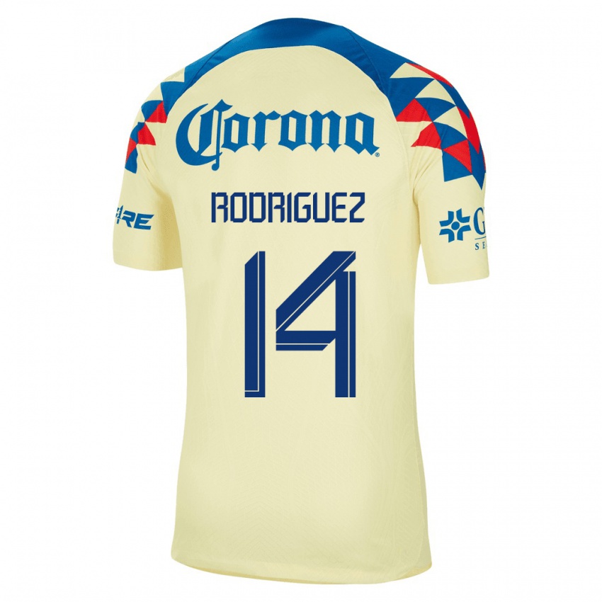 Mujer Camiseta Monica Rodriguez #14 Amarillo 1ª Equipación 2023/24 La Camisa Chile