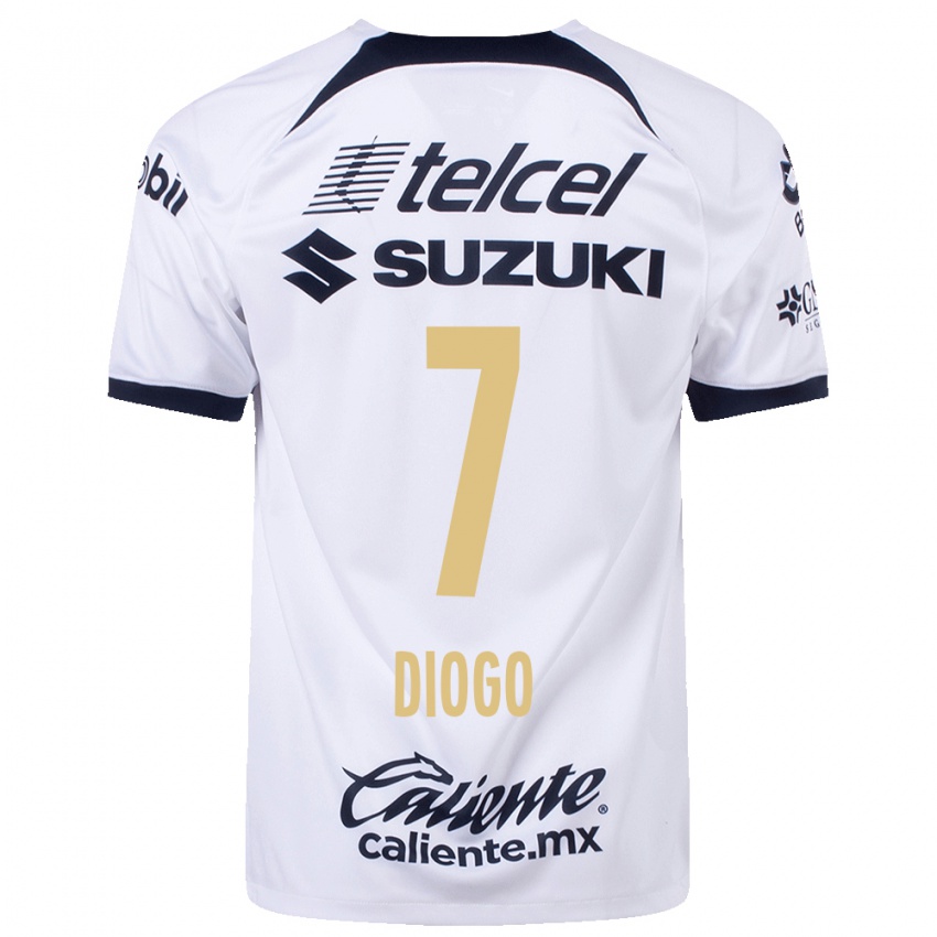 Mujer Camiseta Diogo #7 Blanco 1ª Equipación 2023/24 La Camisa Chile