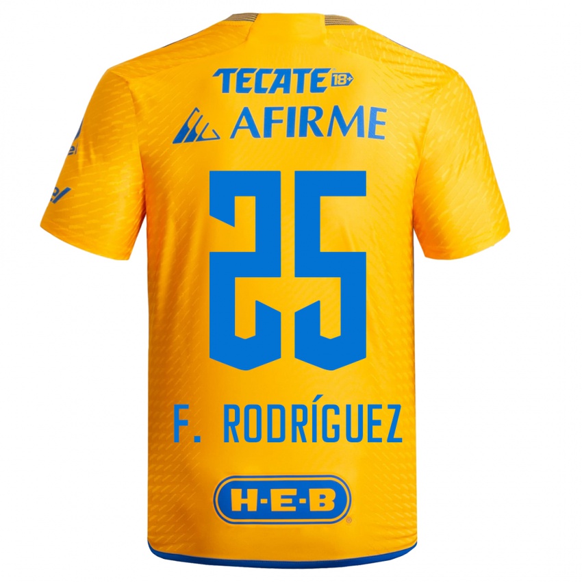 Mujer Camiseta Felipe Rodríguez #25 Amarillo 1ª Equipación 2023/24 La Camisa Chile