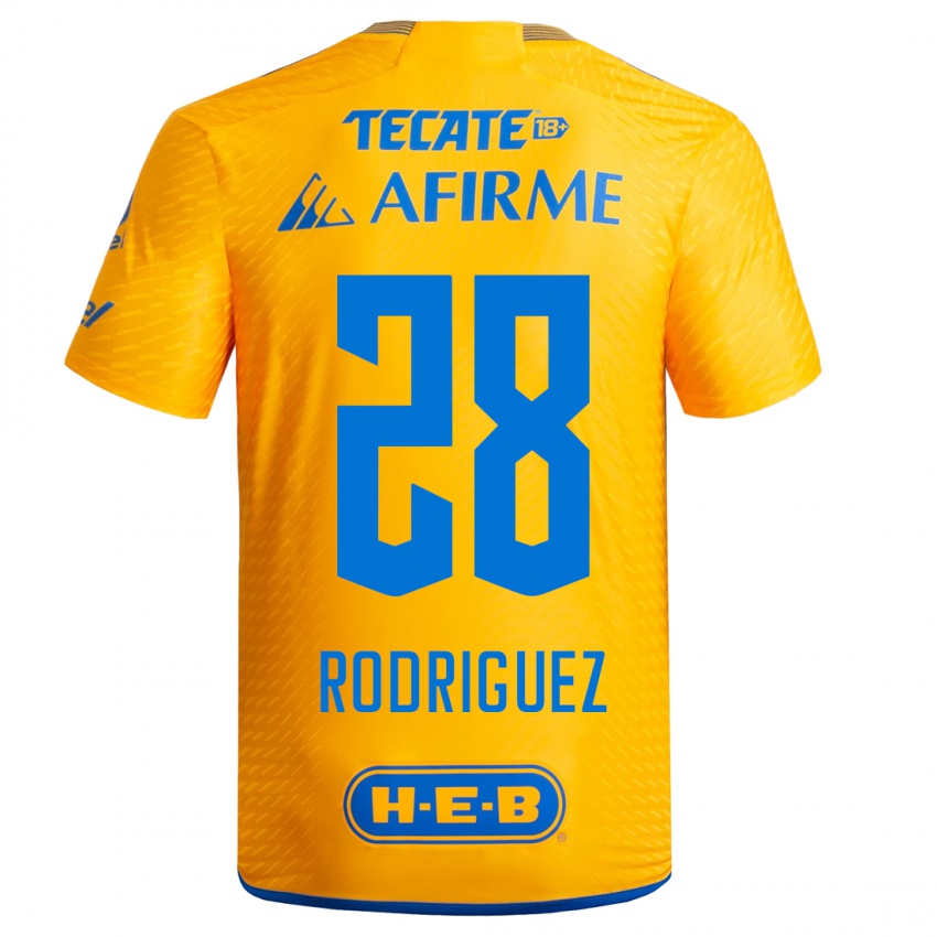 Mujer Camiseta Luis Rodriguez #28 Amarillo 1ª Equipación 2023/24 La Camisa Chile