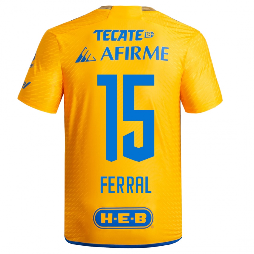 Mujer Camiseta Cristina Ferral #15 Amarillo 1ª Equipación 2023/24 La Camisa Chile