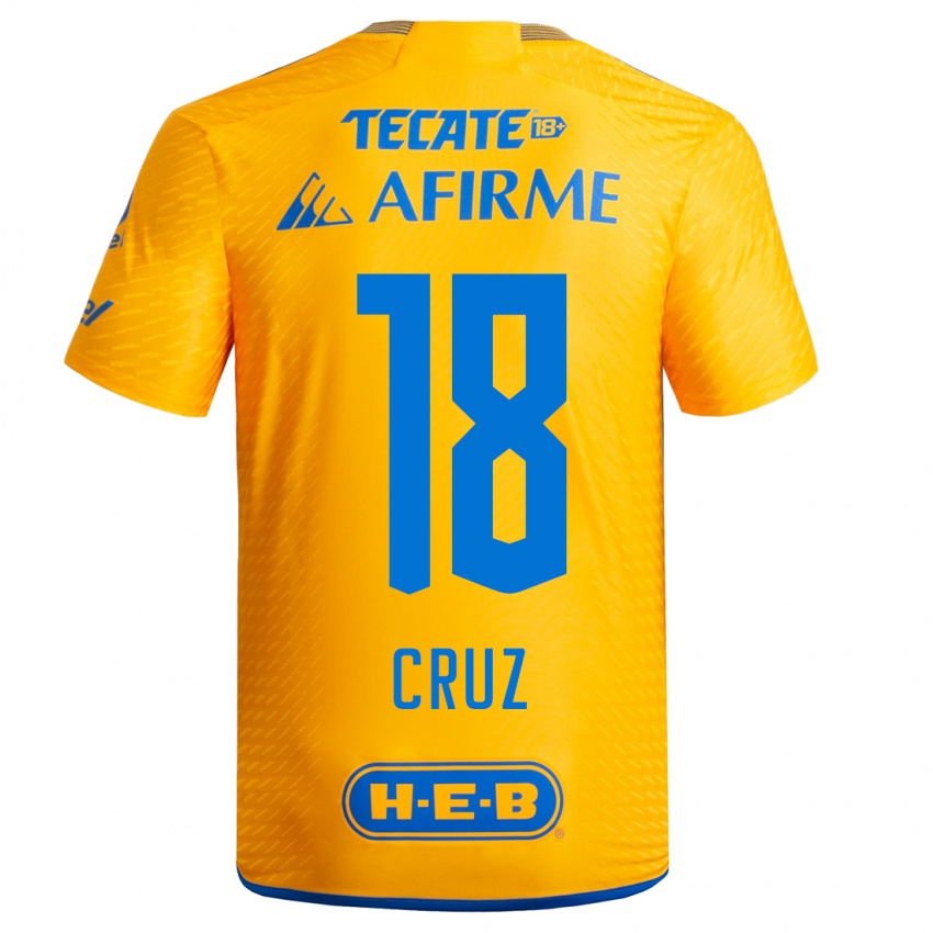 Mujer Camiseta Belen Cruz #18 Amarillo 1ª Equipación 2023/24 La Camisa Chile