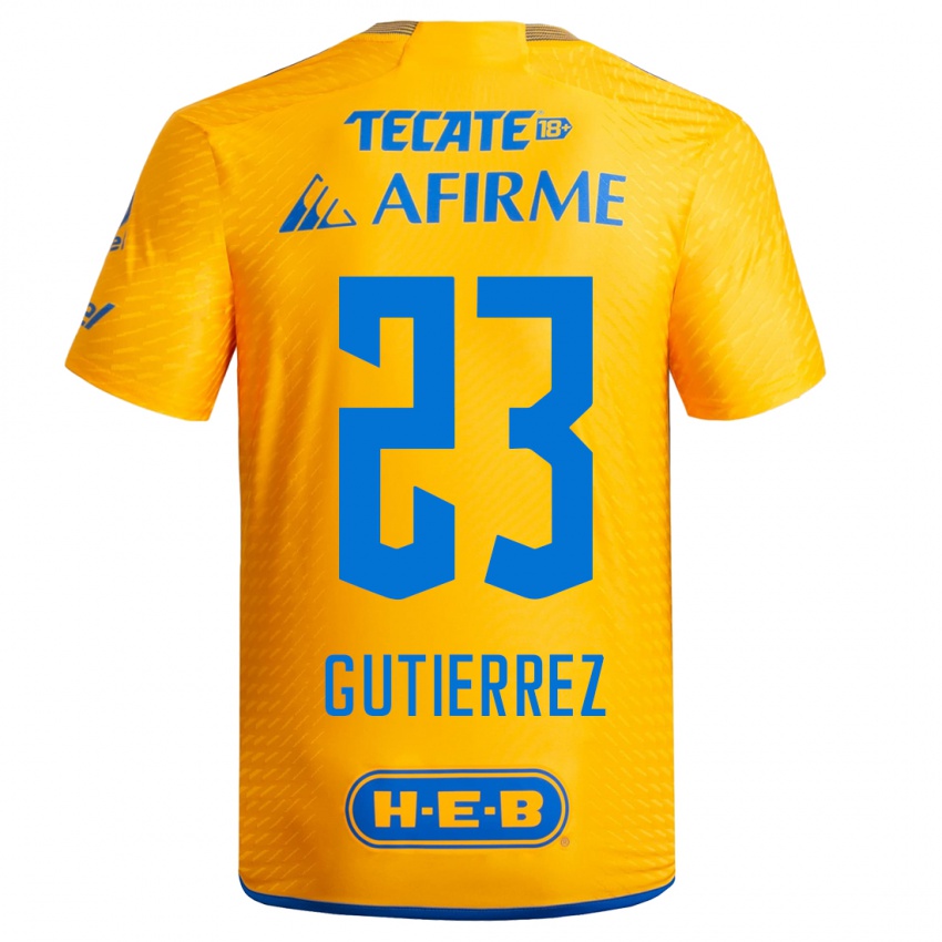 Mujer Camiseta Jana Gutierrez #23 Amarillo 1ª Equipación 2023/24 La Camisa Chile
