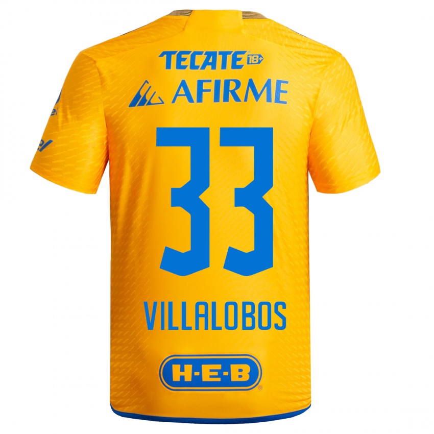 Mujer Camiseta Vania Villalobos #33 Amarillo 1ª Equipación 2023/24 La Camisa Chile