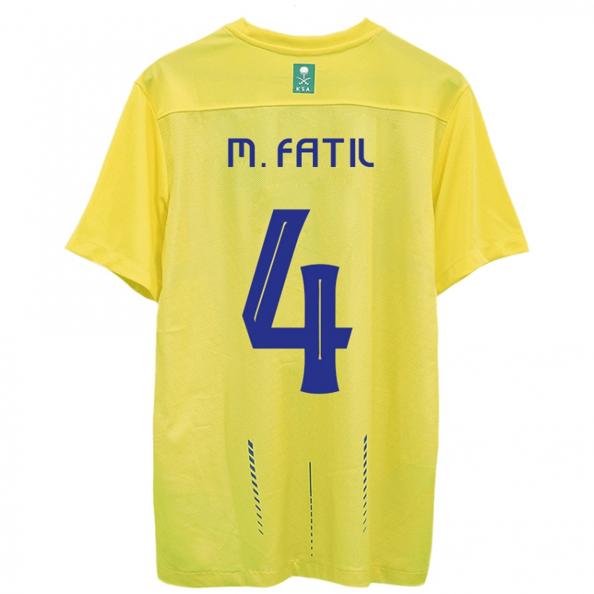 Mujer Camiseta Mohammed Al-Fatil #4 Amarillo 1ª Equipación 2023/24 La Camisa Chile