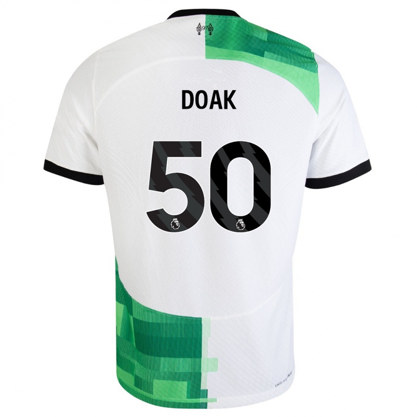 Mujer Camiseta Ben Doak #50 Blanco Verde 2ª Equipación 2023/24 La Camisa Chile