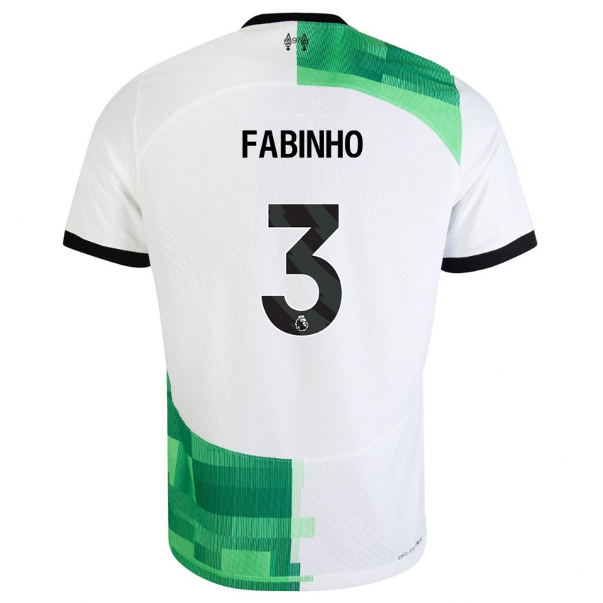 Mujer Camiseta Fabinho #3 Blanco Verde 2ª Equipación 2023/24 La Camisa Chile
