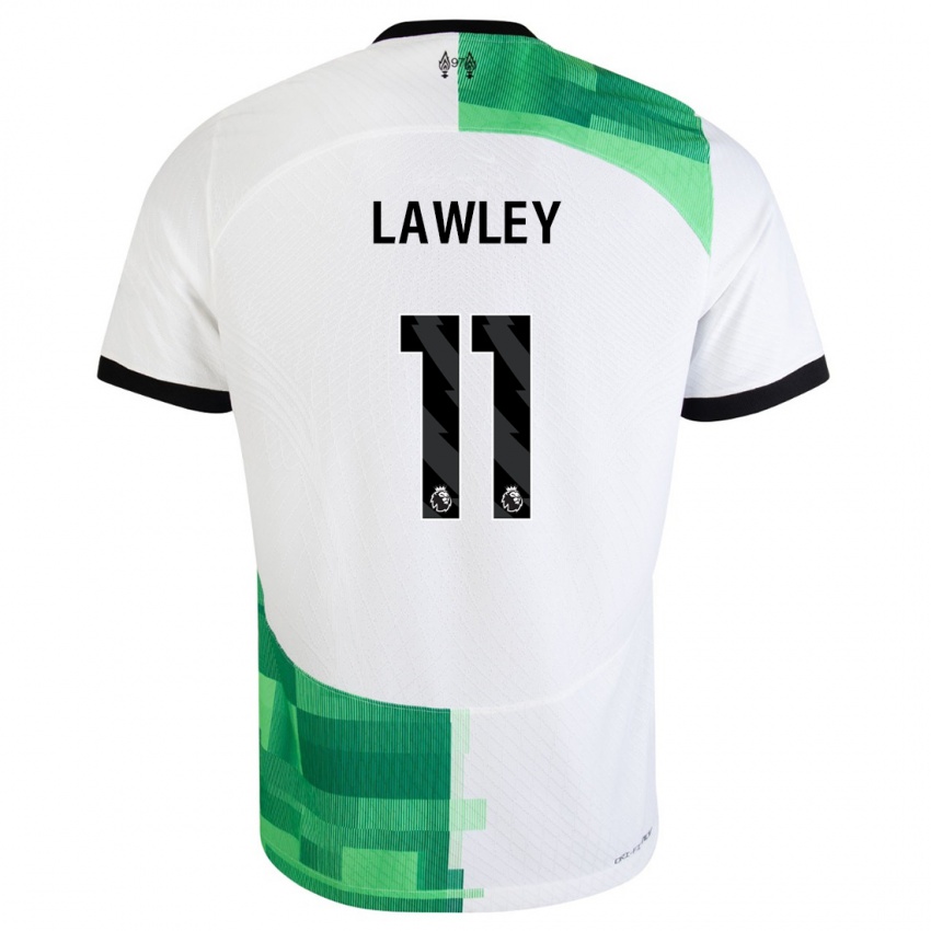 Mujer Camiseta Melissa Lawley #11 Blanco Verde 2ª Equipación 2023/24 La Camisa Chile