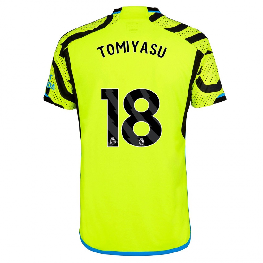 Mujer Camiseta Takehiro Tomiyasu #18 Amarillo 2ª Equipación 2023/24 La Camisa Chile