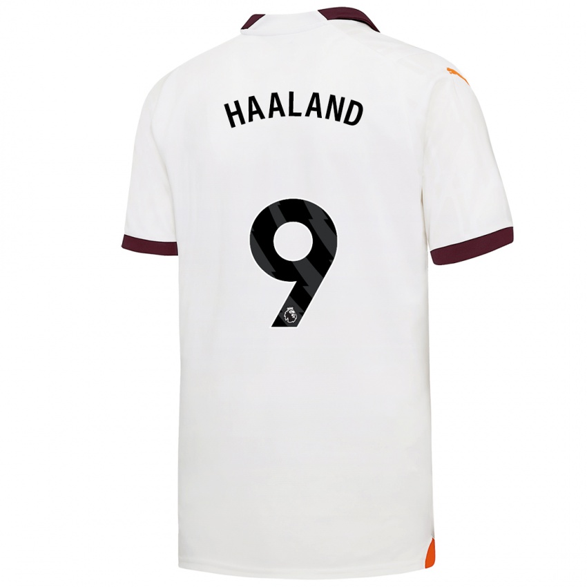 Mujer Camiseta Erling Haaland #9 Blanco 2ª Equipación 2023/24 La Camisa Chile