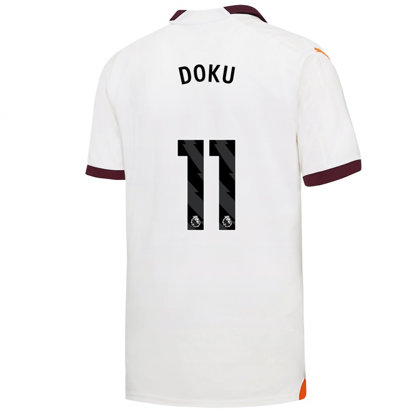 Mujer Camiseta Jeremy Doku #11 Blanco 2ª Equipación 2023/24 La Camisa Chile