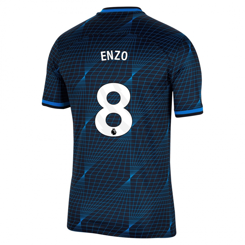 Mujer Camiseta Enzo Fernández #8 Azul Oscuro 2ª Equipación 2023/24 La Camisa Chile