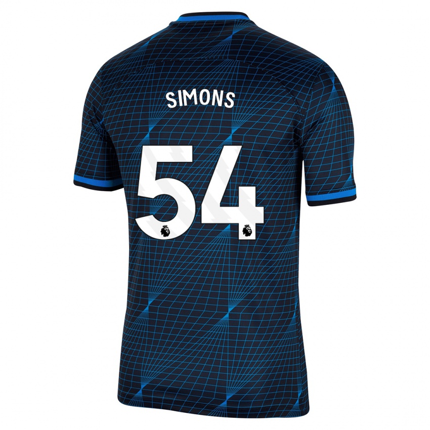 Mujer Camiseta Xavier Simons #54 Azul Oscuro 2ª Equipación 2023/24 La Camisa Chile