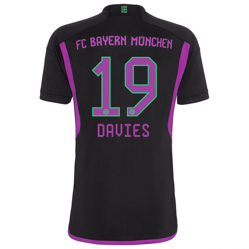Mujer Camiseta Alphonso Davies #19 Negro 2ª Equipación 2023/24 La Camisa Chile