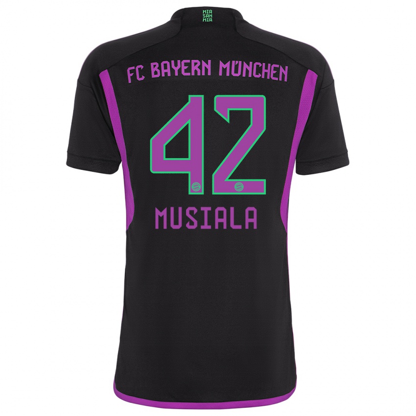 Mujer Camiseta Jamal Musiala #42 Negro 2ª Equipación 2023/24 La Camisa Chile