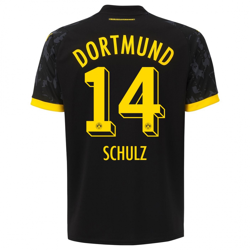 Mujer Camiseta Nico Schulz #14 Negro 2ª Equipación 2023/24 La Camisa Chile