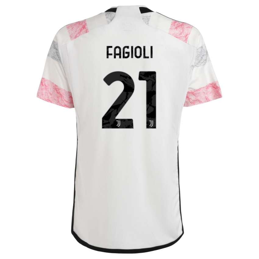 Mujer Camiseta Nicolo Fagioli #21 Blanco Rosa 2ª Equipación 2023/24 La Camisa Chile