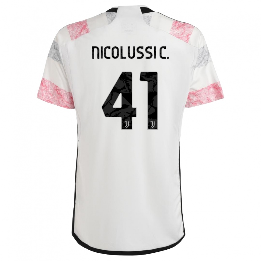 Mujer Camiseta Hans Nicolussi Caviglia #41 Blanco Rosa 2ª Equipación 2023/24 La Camisa Chile