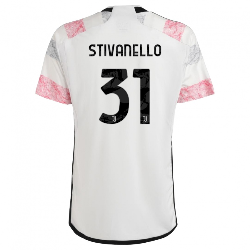 Mujer Camiseta Riccardo Stivanello #31 Blanco Rosa 2ª Equipación 2023/24 La Camisa Chile