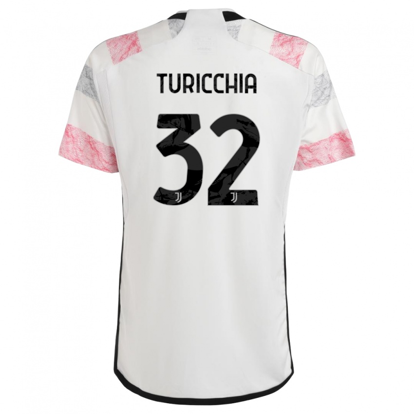 Mujer Camiseta Riccardo Turicchia #32 Blanco Rosa 2ª Equipación 2023/24 La Camisa Chile