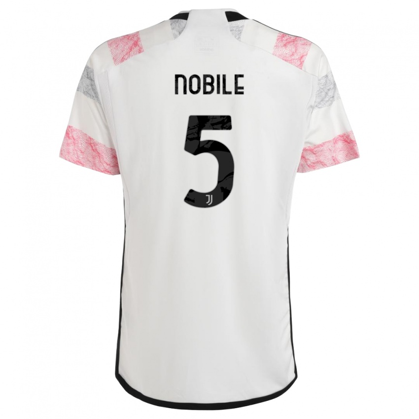 Mujer Camiseta Riccardo Nobile #5 Blanco Rosa 2ª Equipación 2023/24 La Camisa Chile