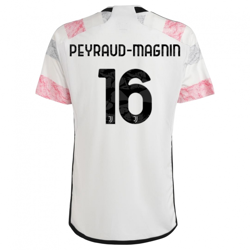 Mujer Camiseta Pauline Peyraud-Magnin #16 Blanco Rosa 2ª Equipación 2023/24 La Camisa Chile