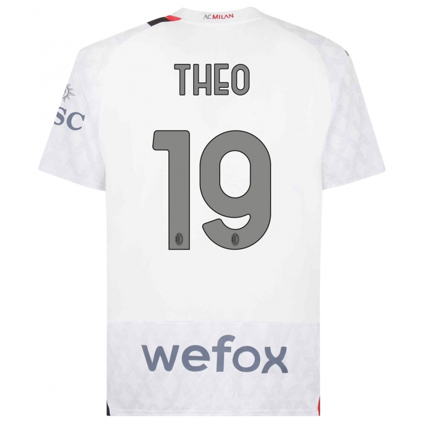 Mujer Camiseta Theo Hernandez #19 Blanco 2ª Equipación 2023/24 La Camisa Chile