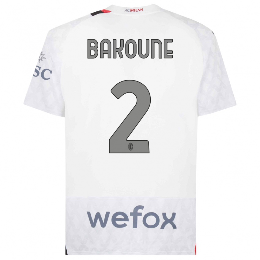 Mujer Camiseta Adam Bakoune #2 Blanco 2ª Equipación 2023/24 La Camisa Chile