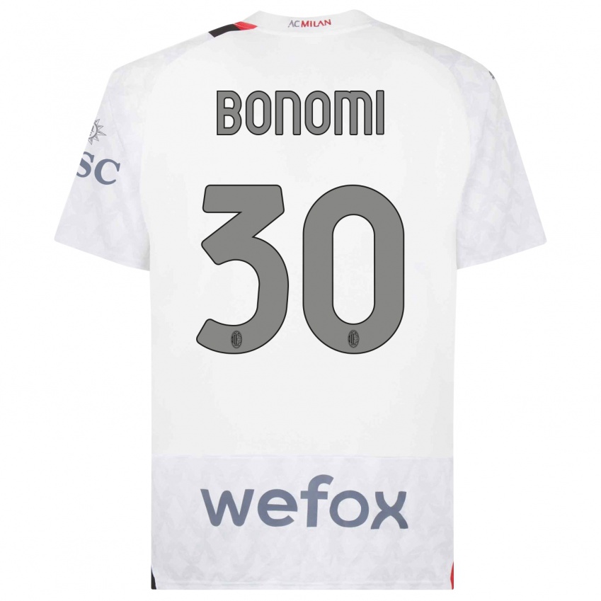 Mujer Camiseta Alessandro Bonomi #30 Blanco 2ª Equipación 2023/24 La Camisa Chile